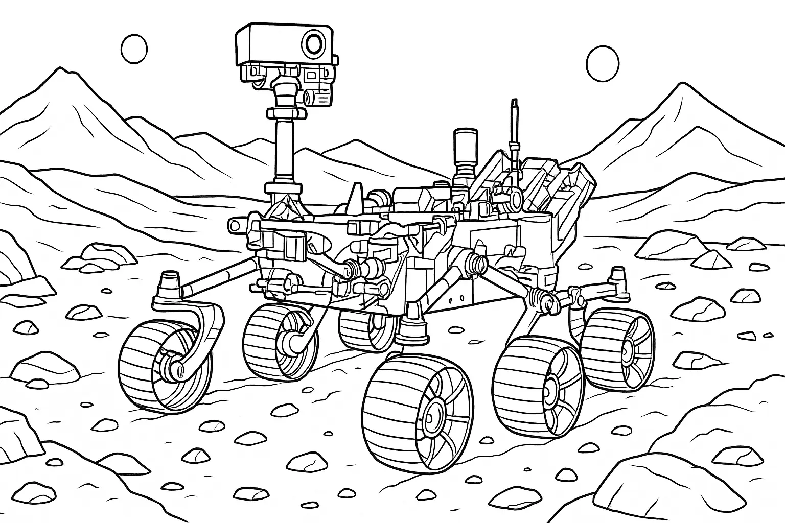 Coloring Page Mars Rover: Free Template for Printing