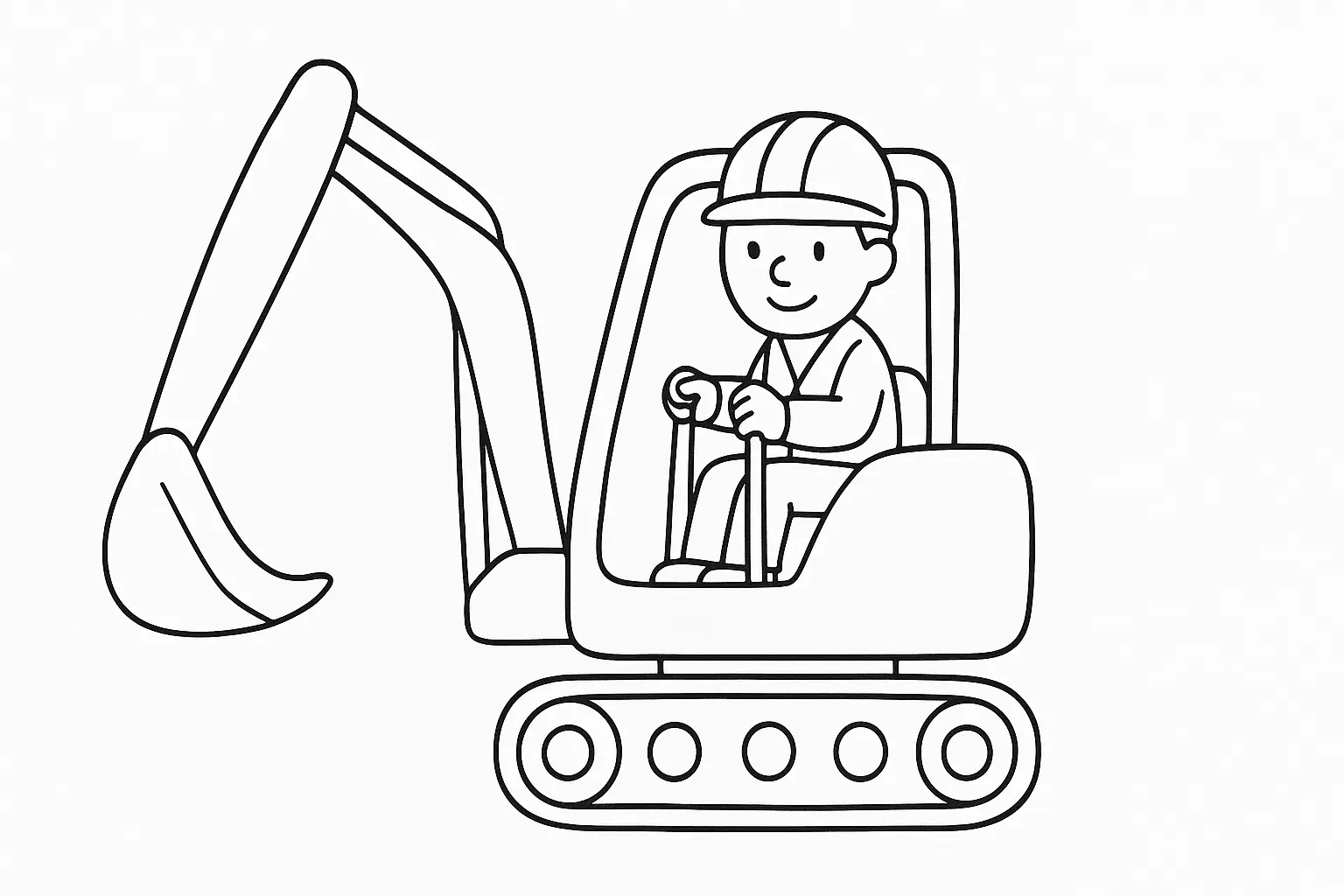 Construction Worker in Excavator Coloring Page – Free PDF