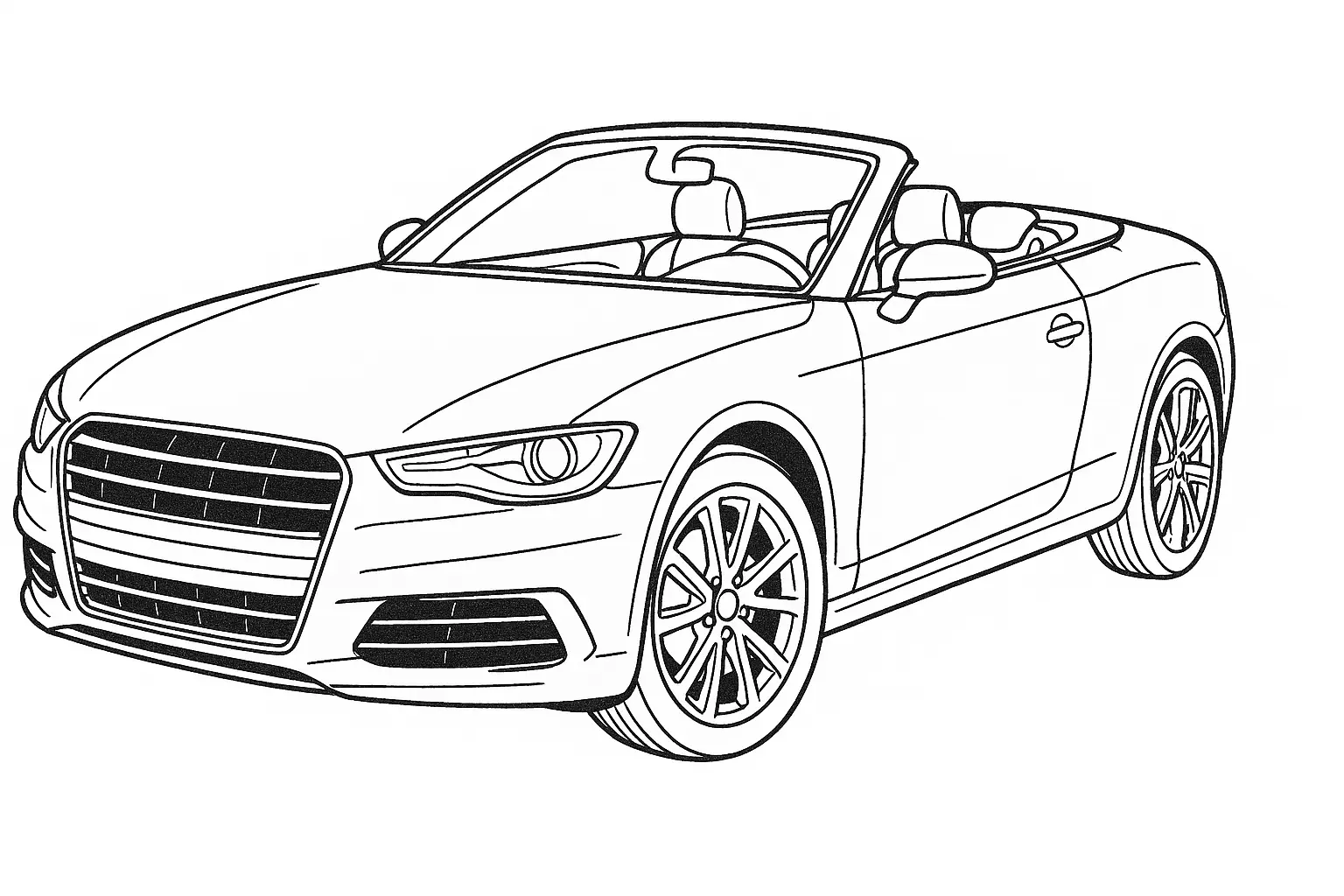 Convertible Coloring Page – PDF for Kids & Car Fans