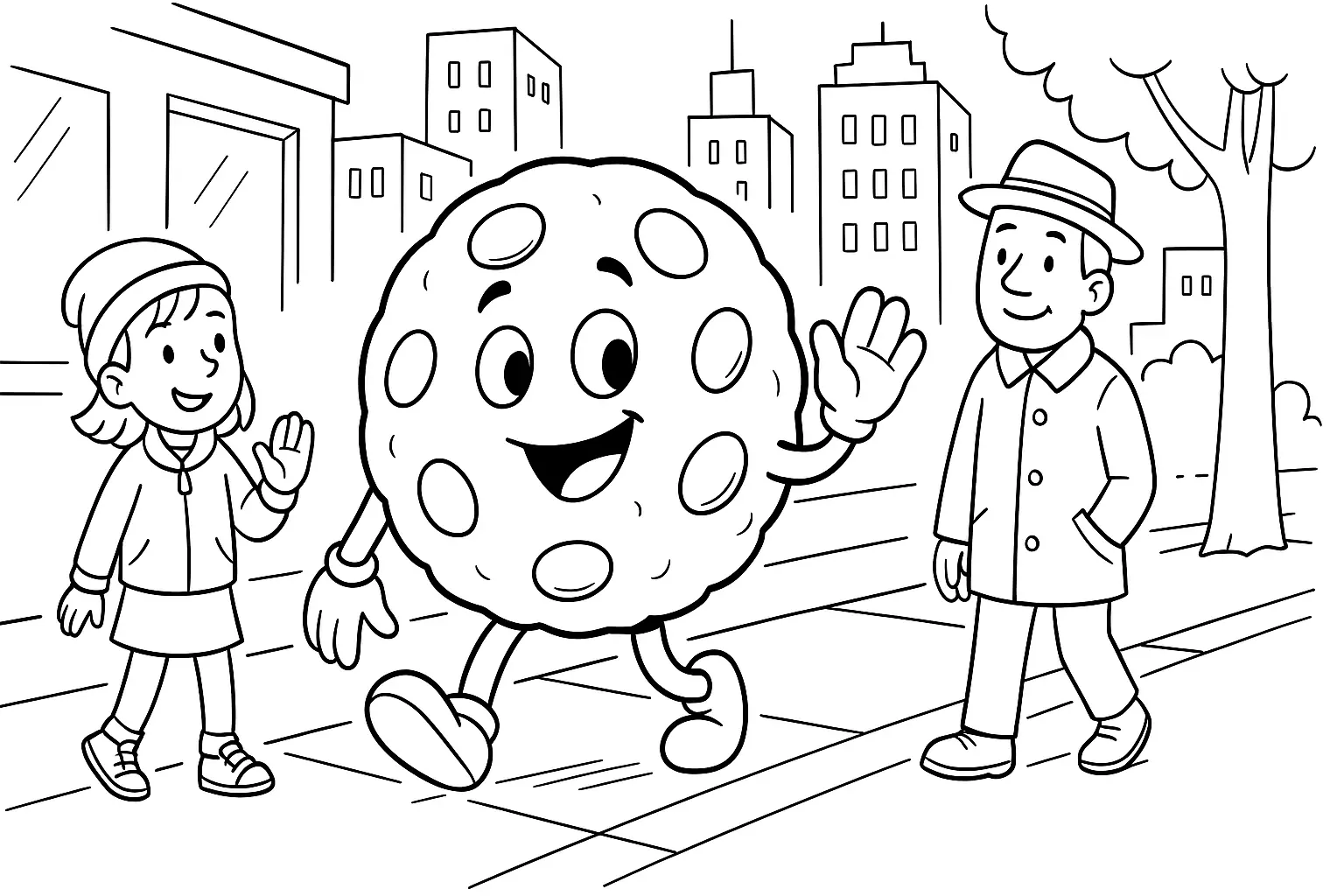 Cookie Character in the City Coloring Page