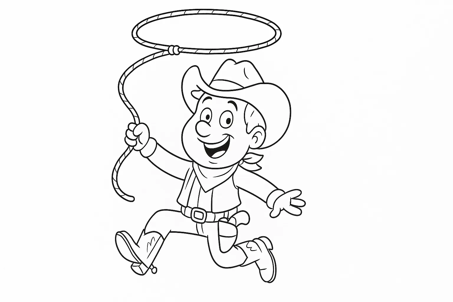 Cowboy with Lasso – Free Coloring Page