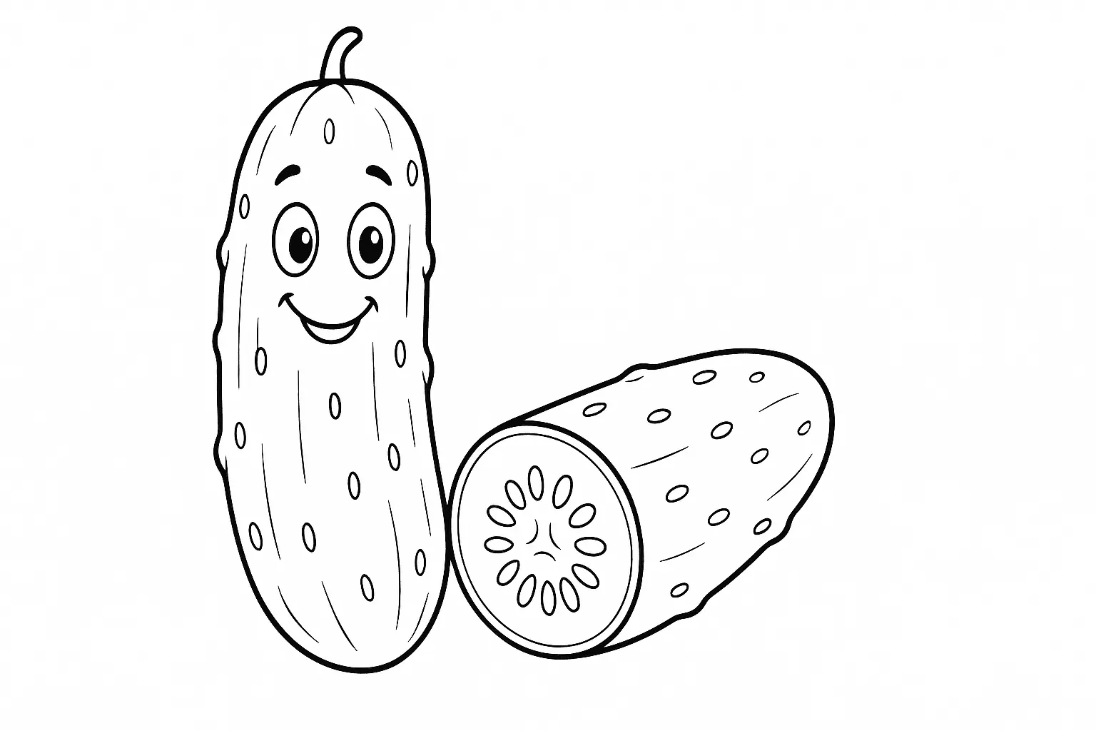Cucumber Coloring Page – Template with Cut, Free PDF