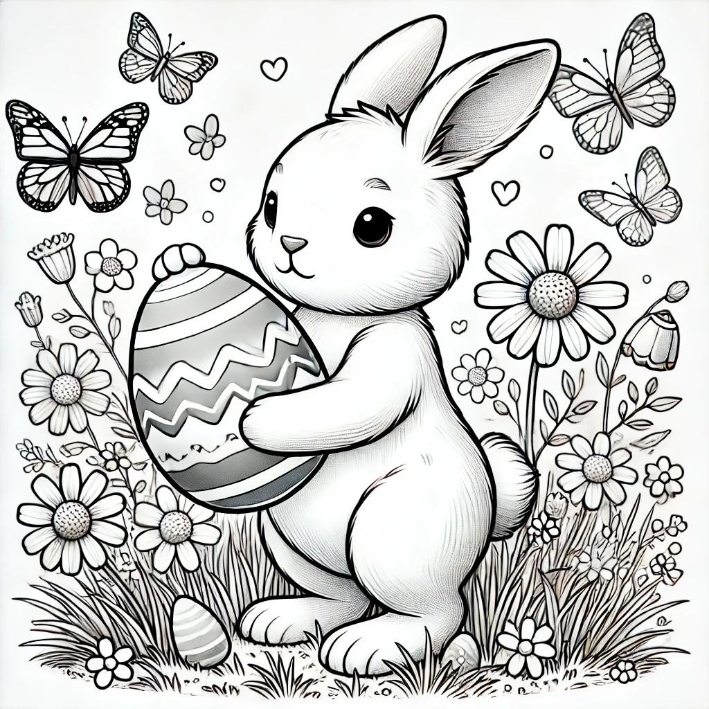 Cute Easter Bunny with Easter egg for children
