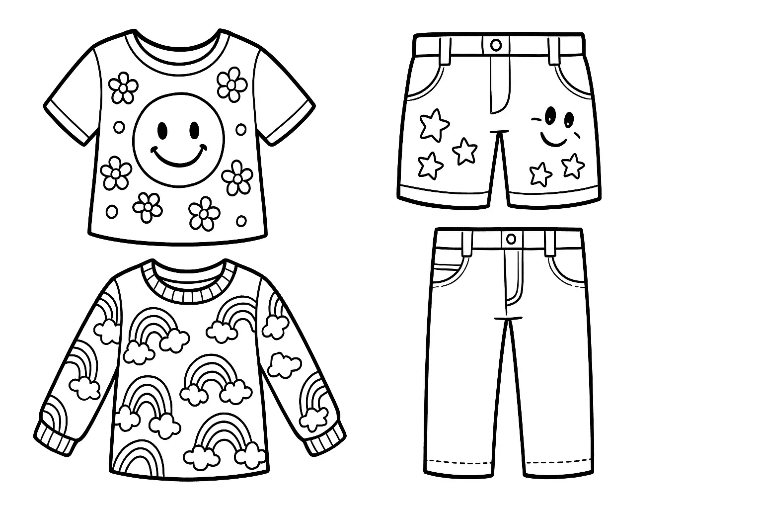 Design Colorful Fashion – Kids’ Clothing Coloring Page