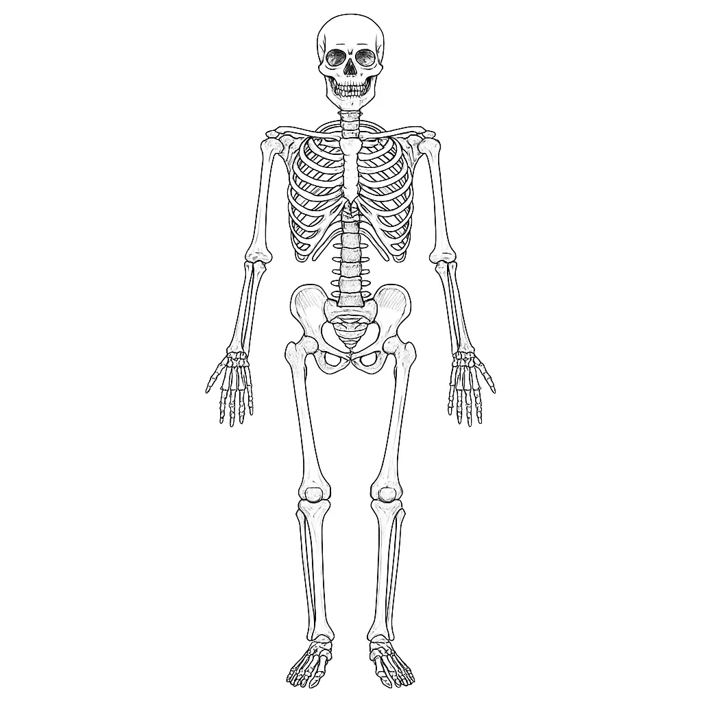 Detailed Skeleton Coloring Page: Template for Kids & School