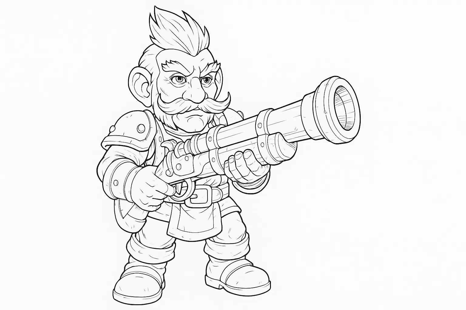 Dwarf with Cannon Coloring Page – Fantasy Warrior