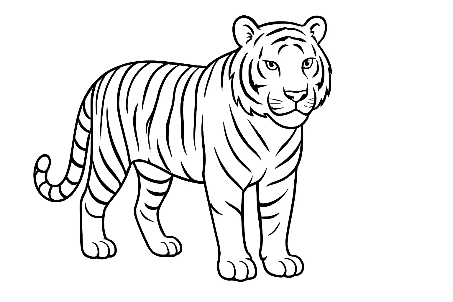 Easy-to-Color Tiger Motif