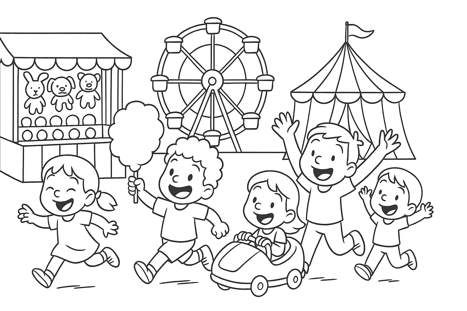 Fairground Coloring Page – Free Template for Kids