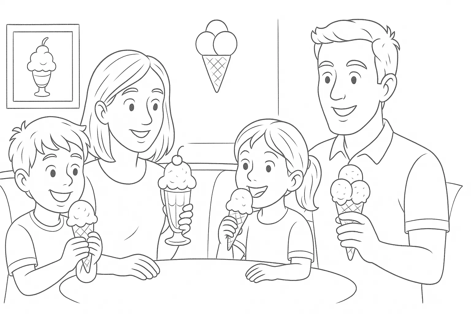 Family in an Ice Cream Parlor