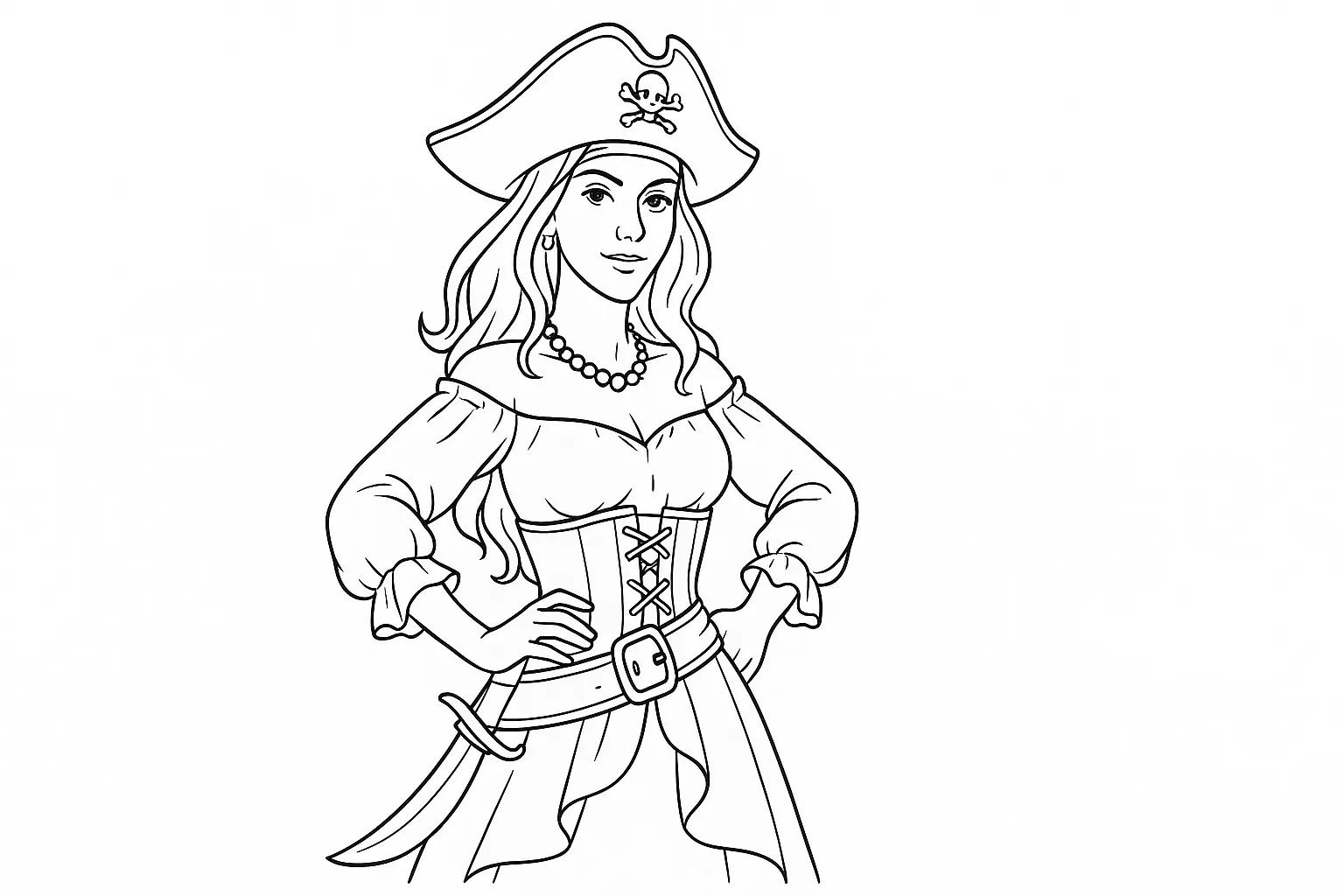 Female Pirate Coloring Page – Free PDF to Print