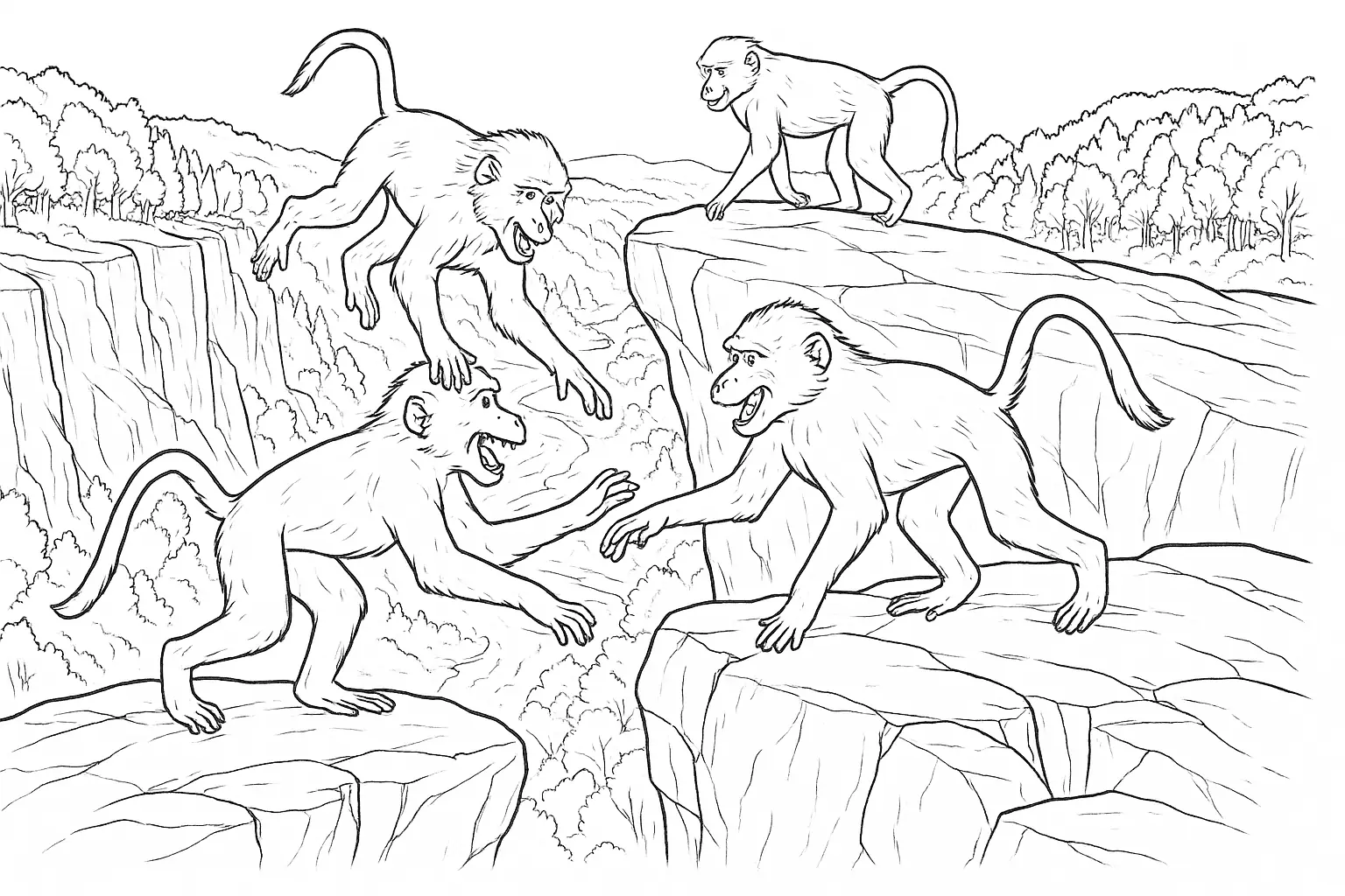 Free Coloring Page: Baboons at Play