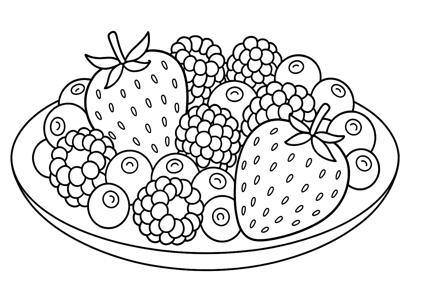 Free Fruit Plate Coloring Page – Template for Creative Kids