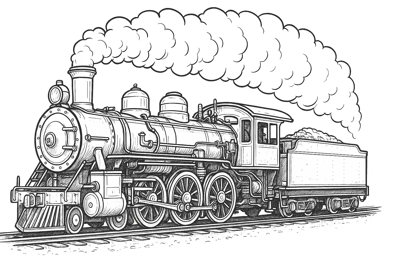 Free Steam Locomotive Coloring Page – Printable Template