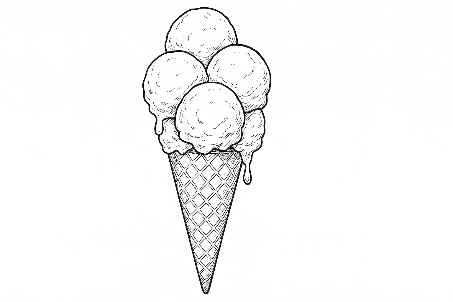 Free Template: Ice Cream Coloring Page in DIN A4