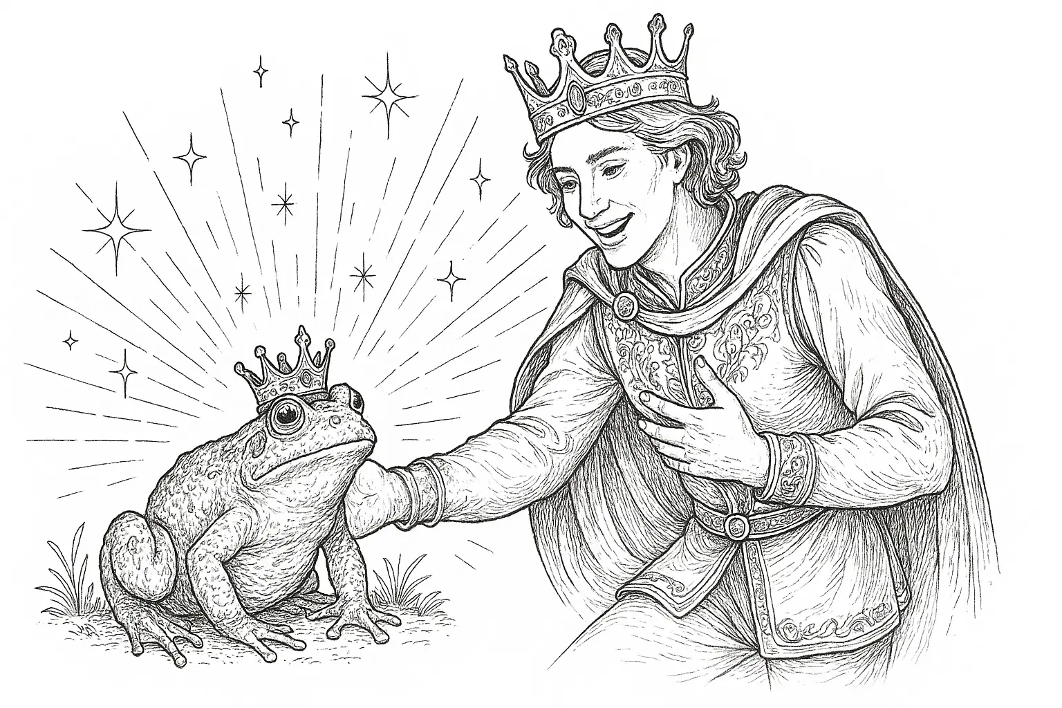 Frog Prince Turns into a Prince – Free Coloring Page