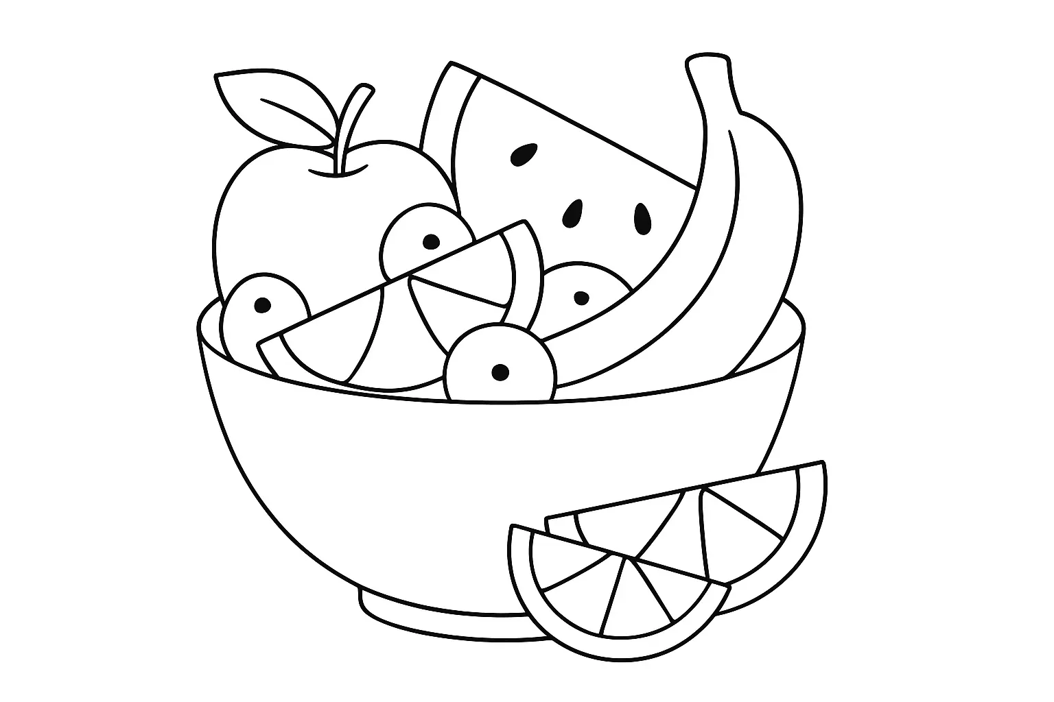 Fruit Salad Coloring Page – Easy Template for Kids