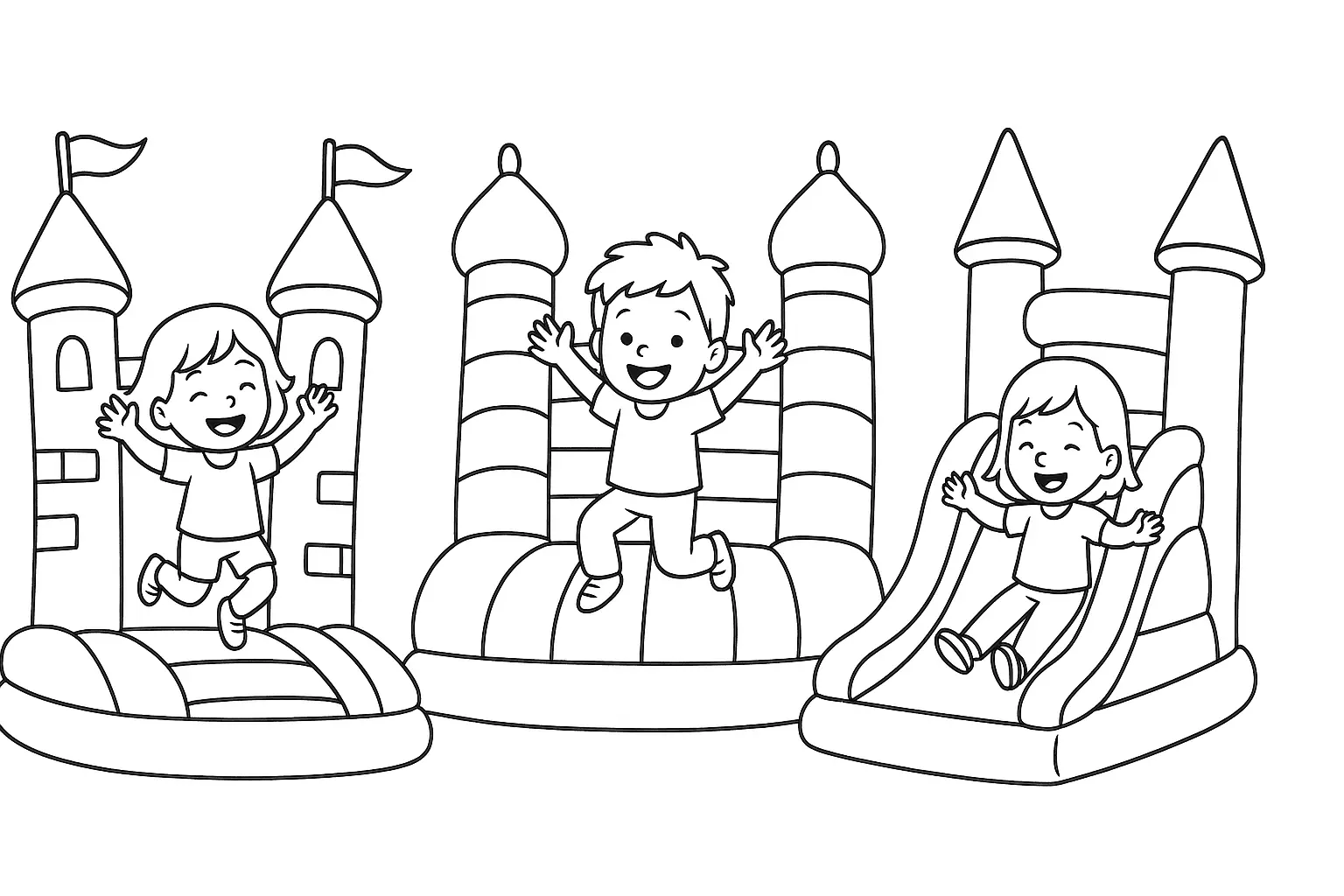 Funny Bouncy Castle Coloring Page for Kids – Free Download