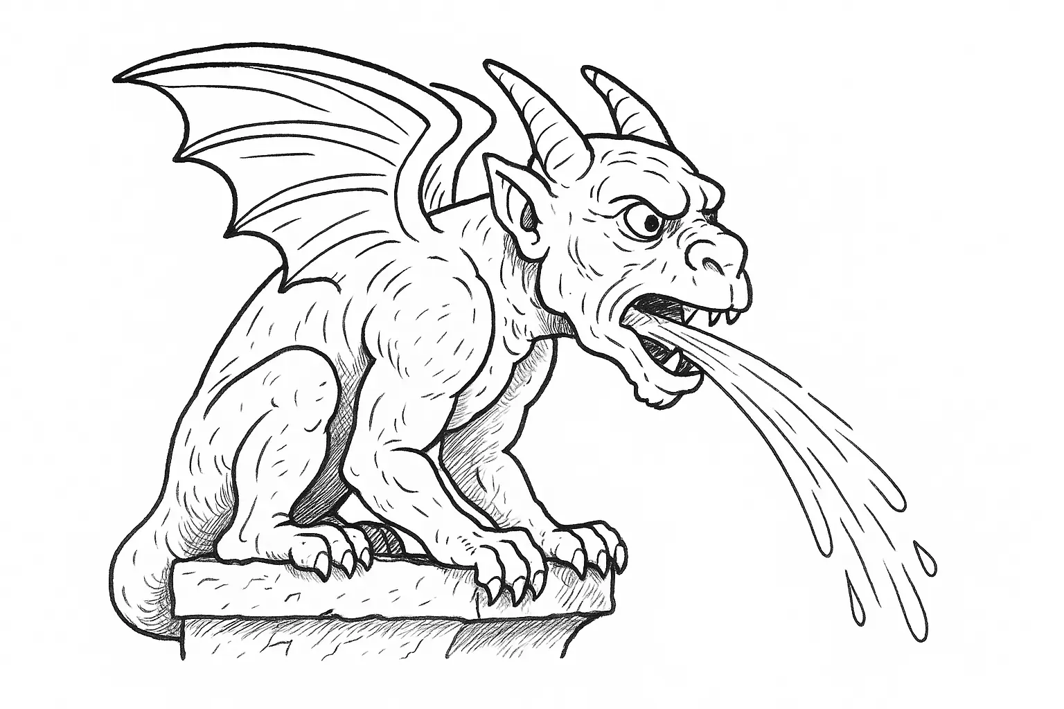Gargoyle Waterspout Coloring Page – Free Template