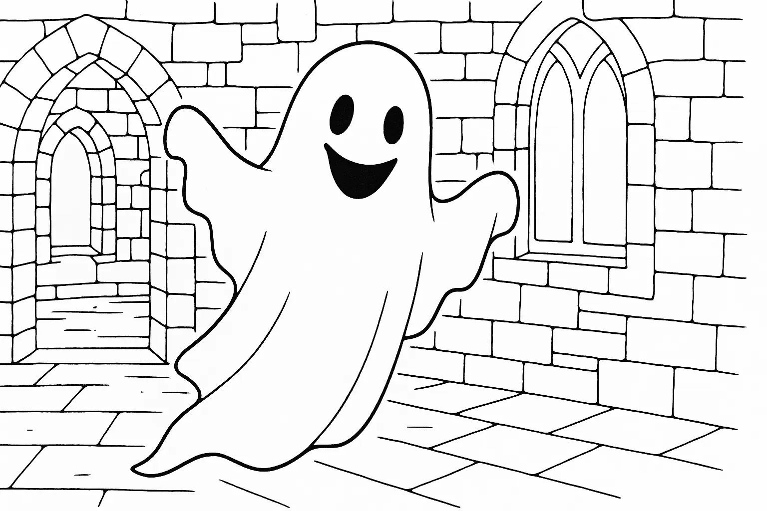 Ghost Coloring Page: Haunted Castle for Kids