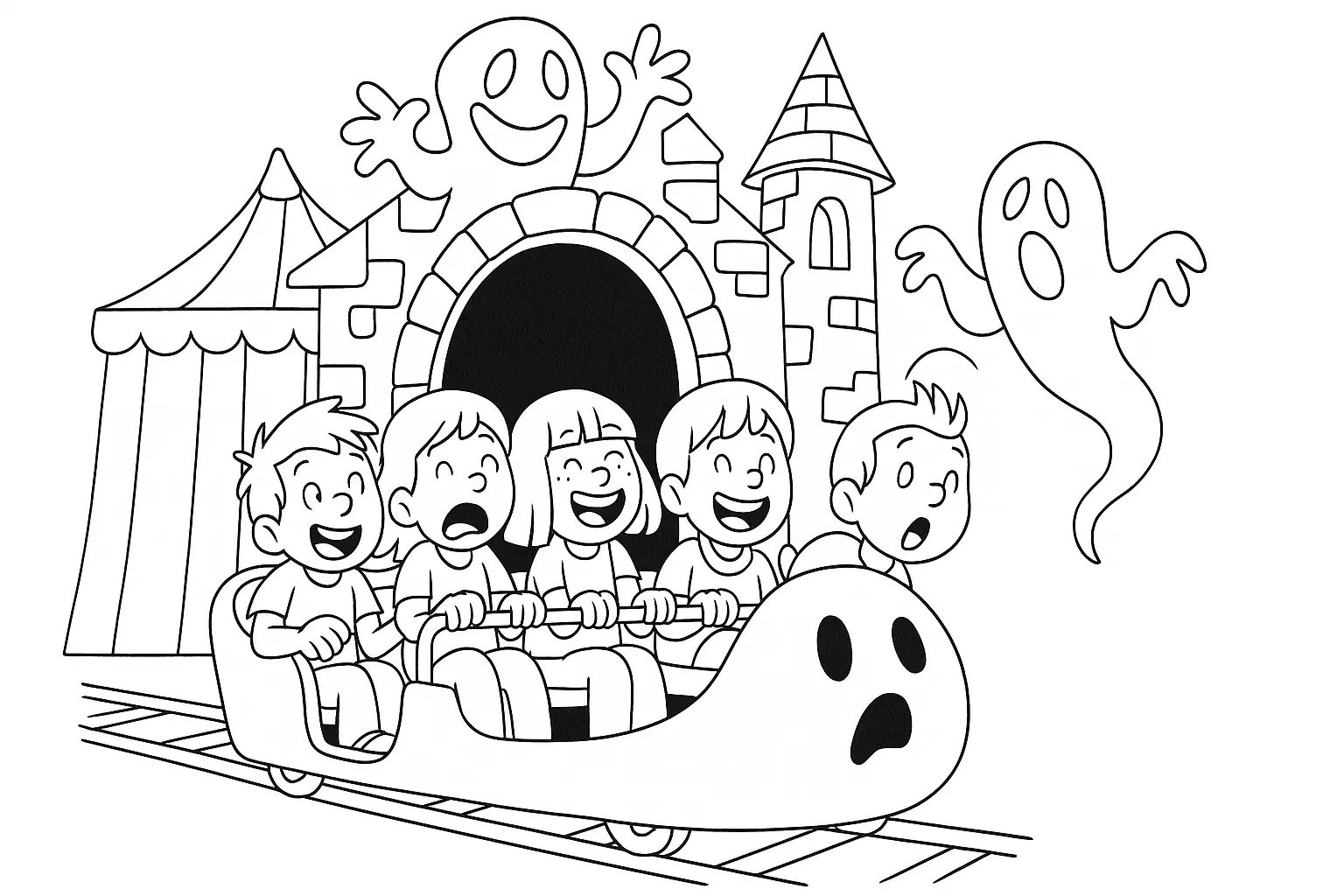 Ghost Train Coloring Page – Free Printable