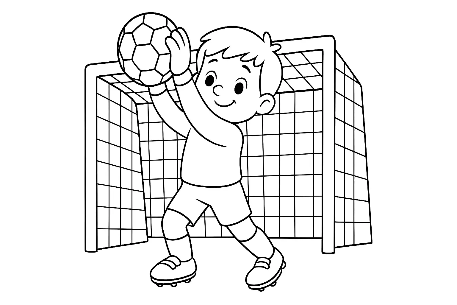 Goalkeeper Catching the Ball in Goal