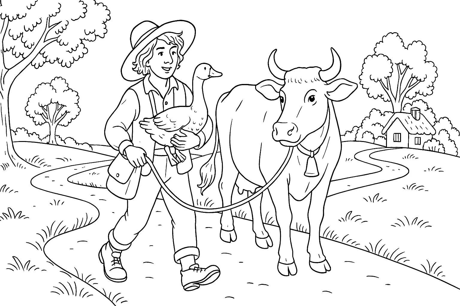 Hans in Luck Coloring Page – Free Printable PDF