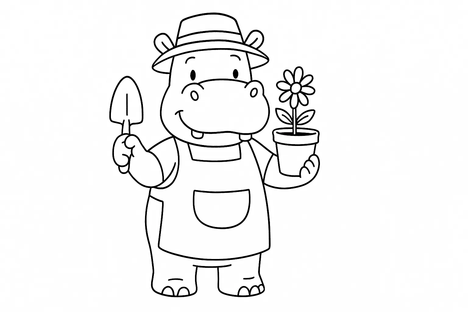 Hippo Coloring Page: Child-Friendly PDF Template