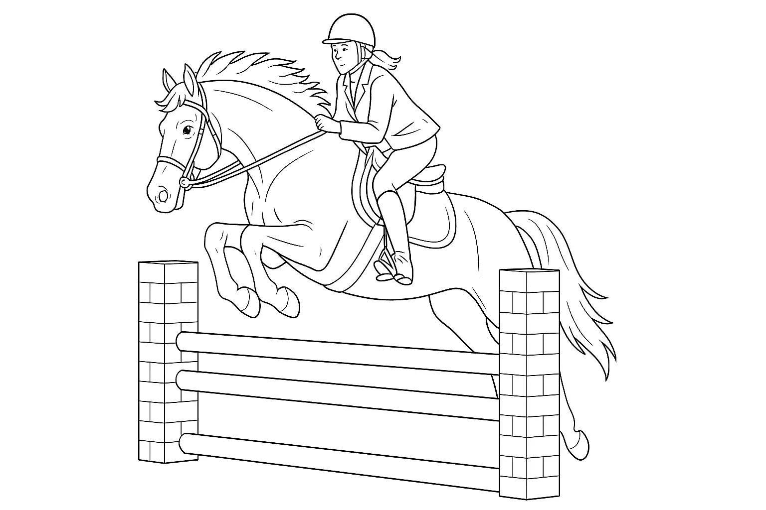 Horse and Rider Jumping an Oxer