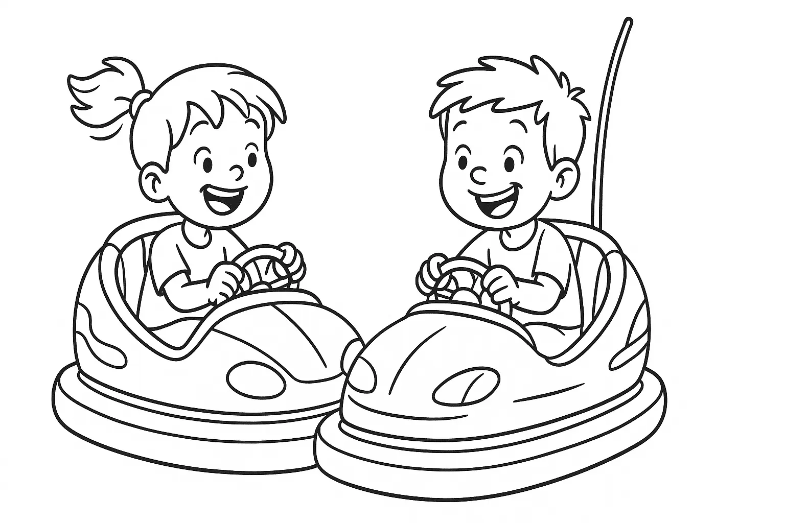 Kids in Bumper Cars – Coloring Page