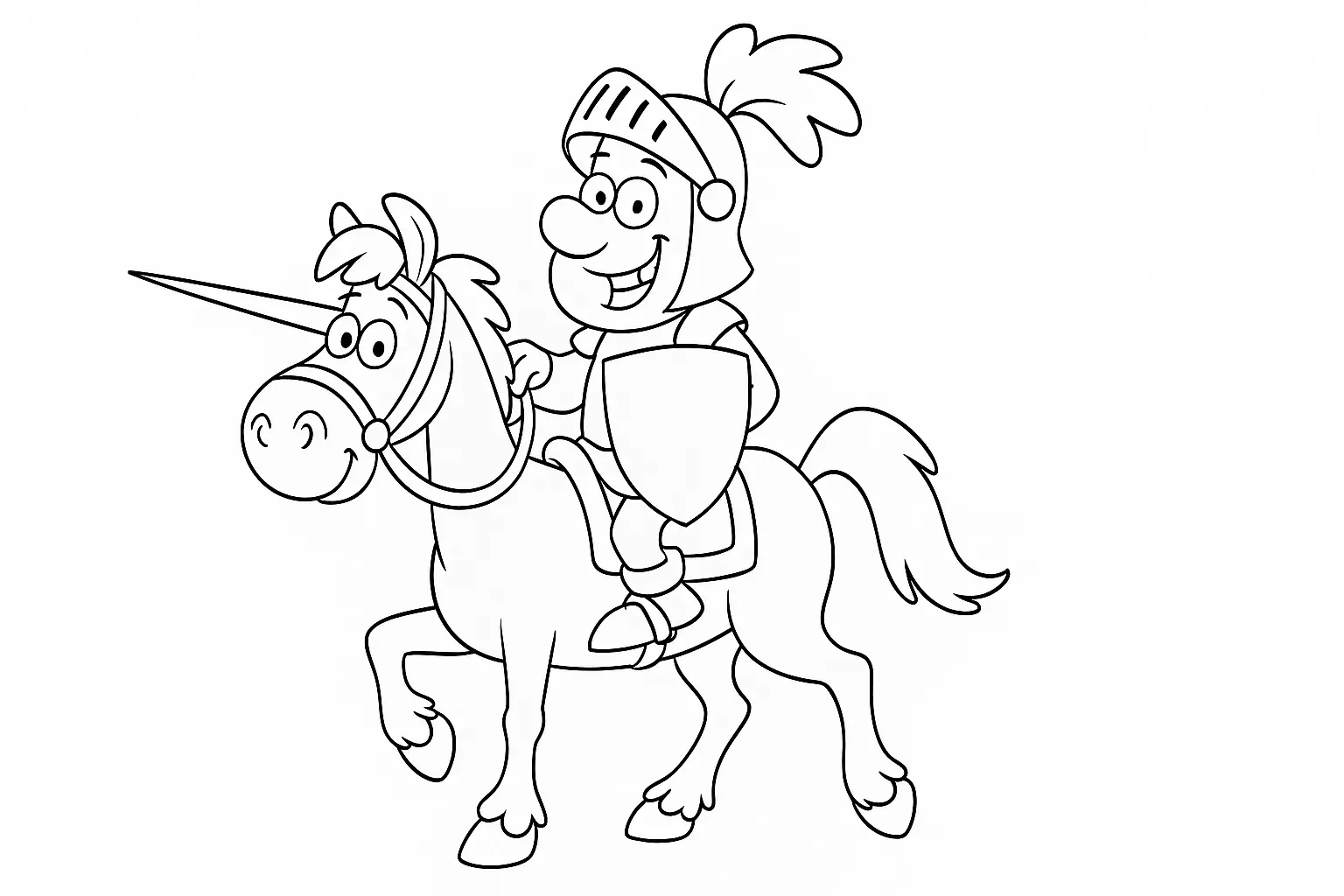 Knight in Armor with Lance on a Horse – Coloring Page