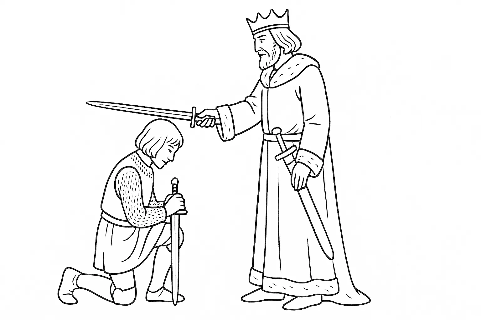 Knighting Ceremony – Free Coloring Page