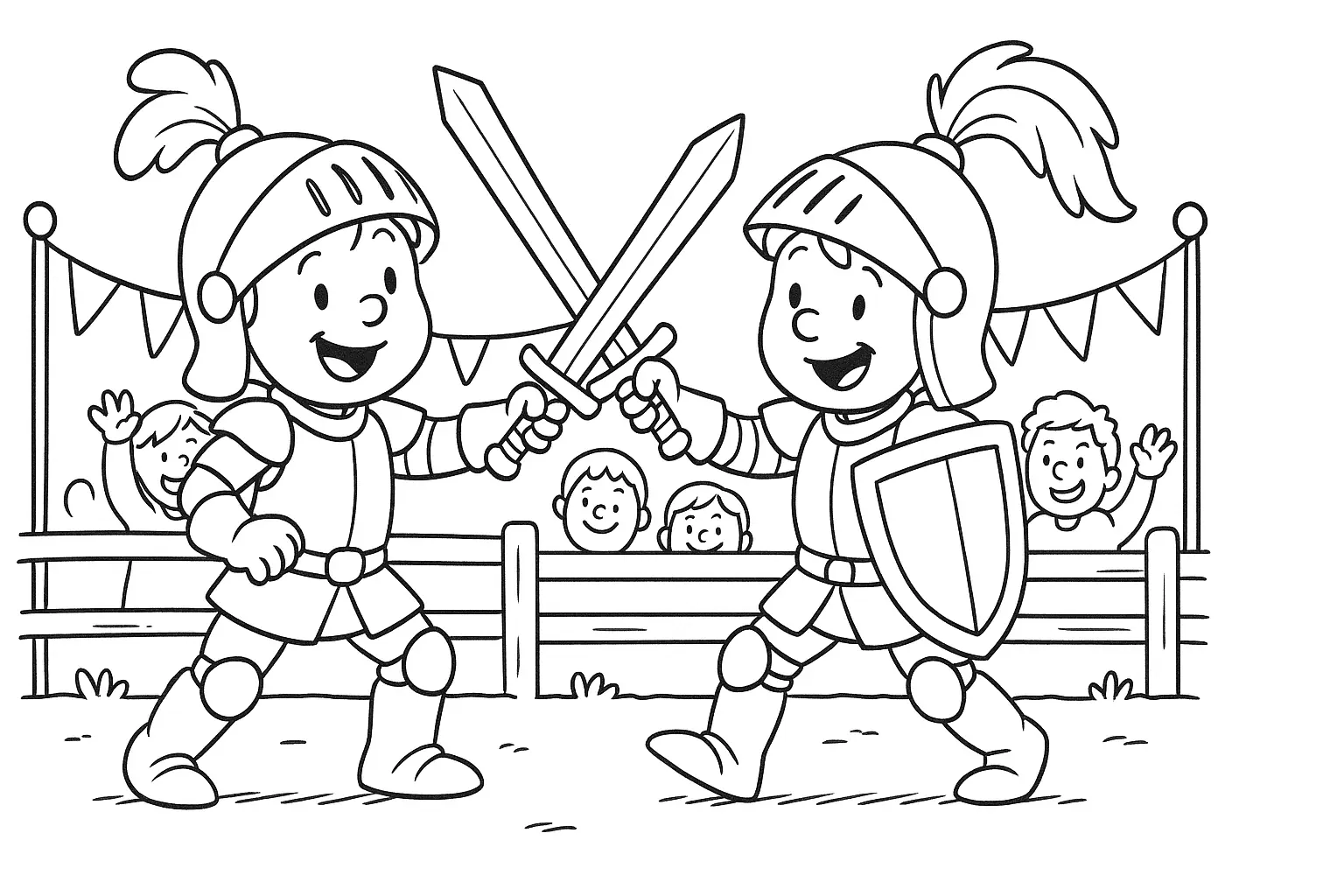 Knights in a Duel – Free Coloring Page for Kids