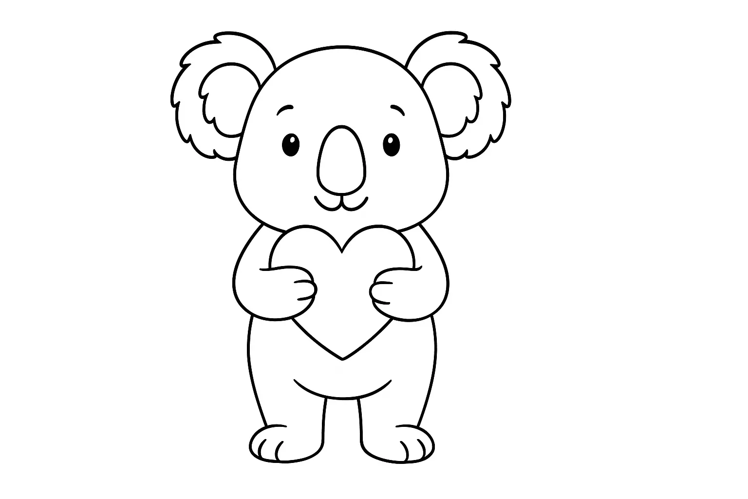 Koala with Heart – Friendly Animal Coloring Page