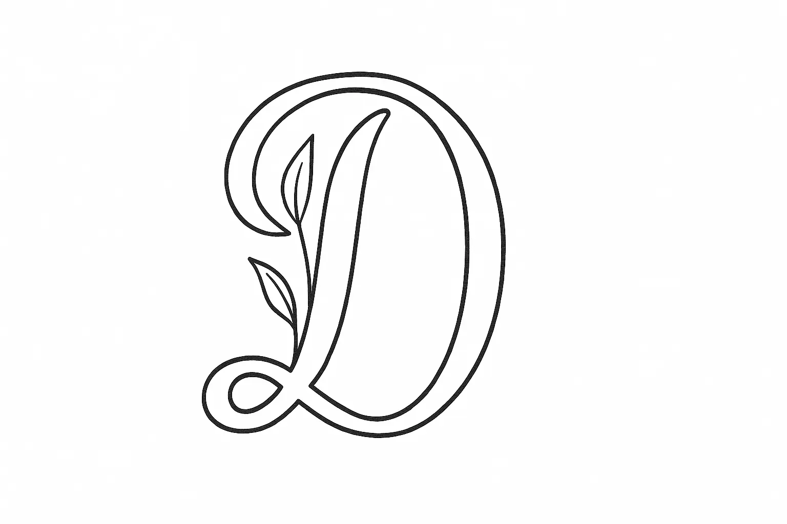 Letter D Coloring Page with Leaf Ornaments – Free