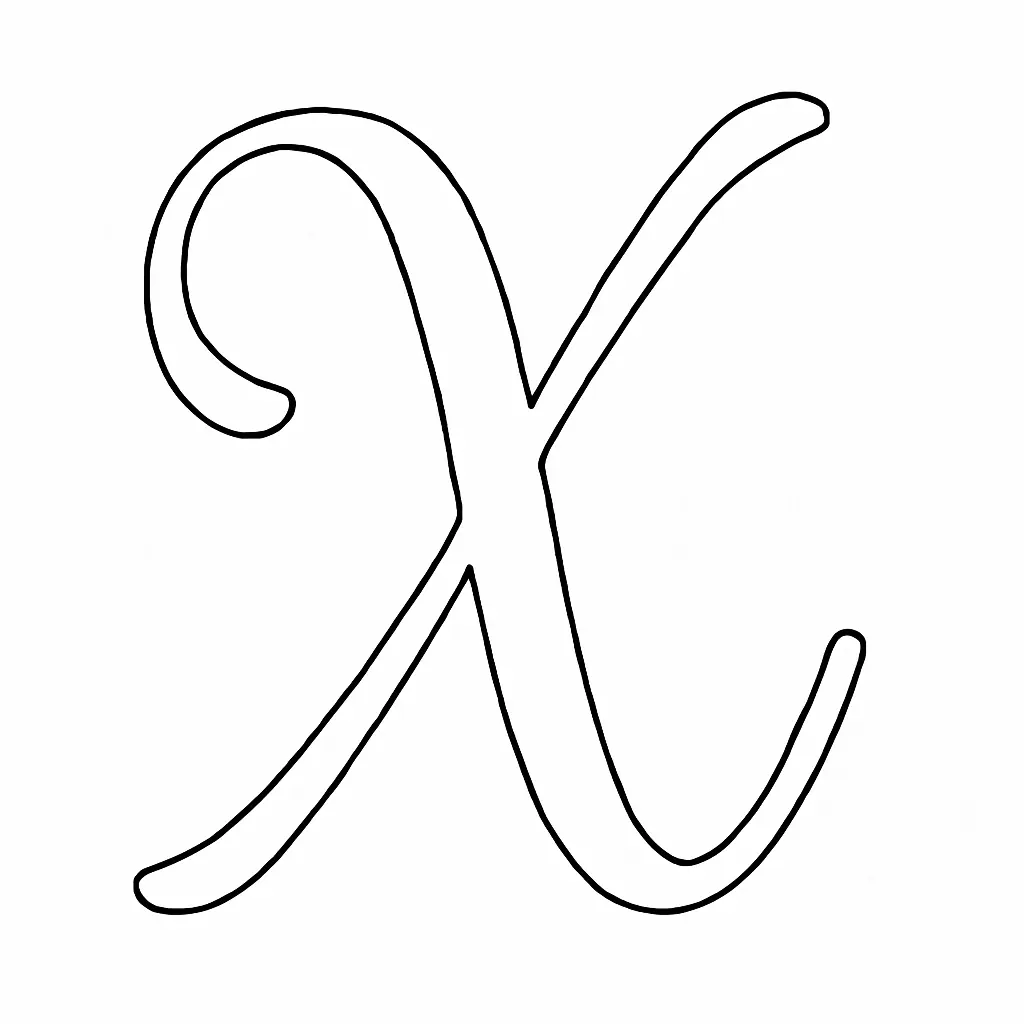 Letter X Coloring Page – Cursive Template Free