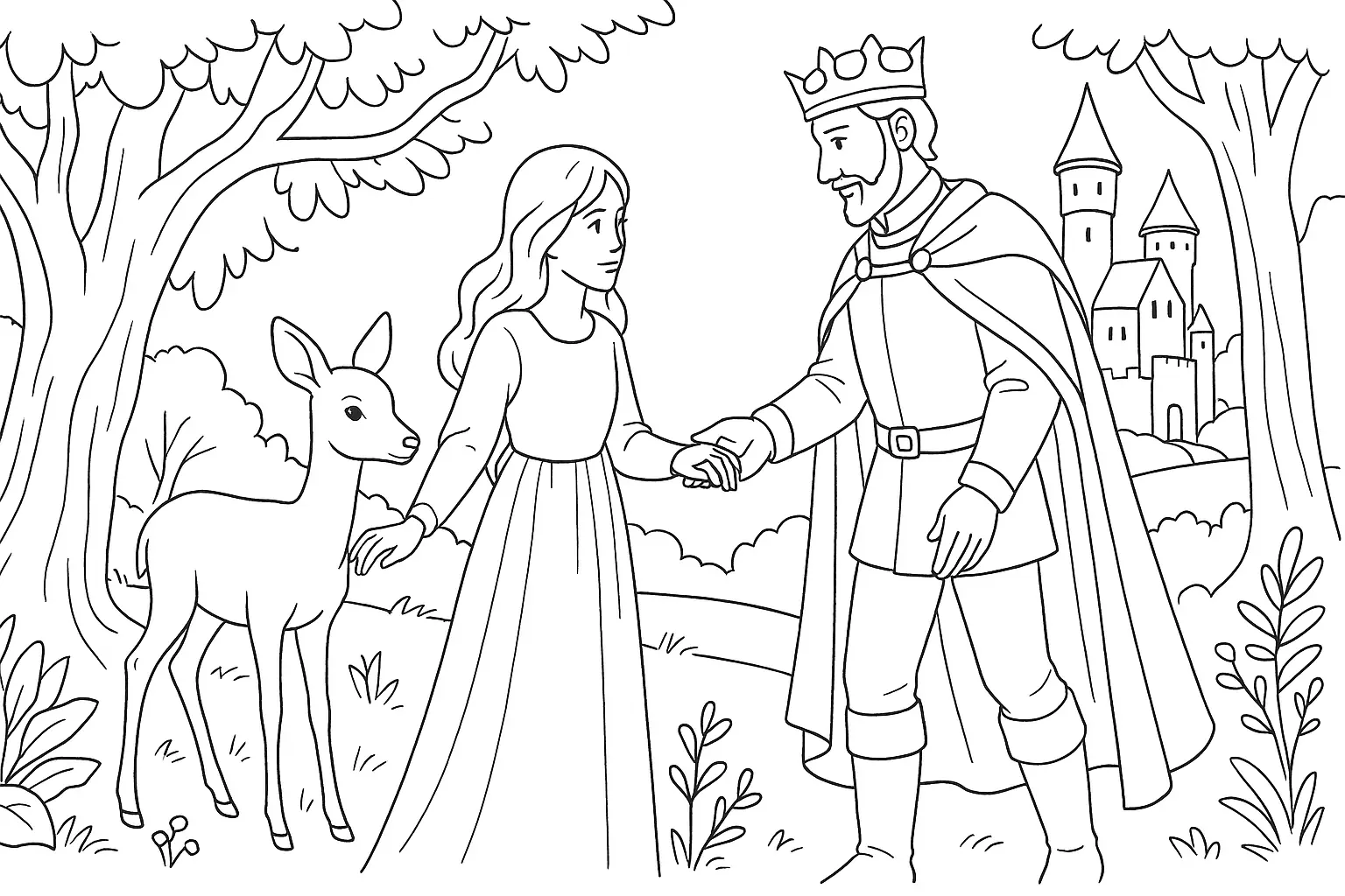 Little Brother & Sister Coloring Page – King in the Forest
