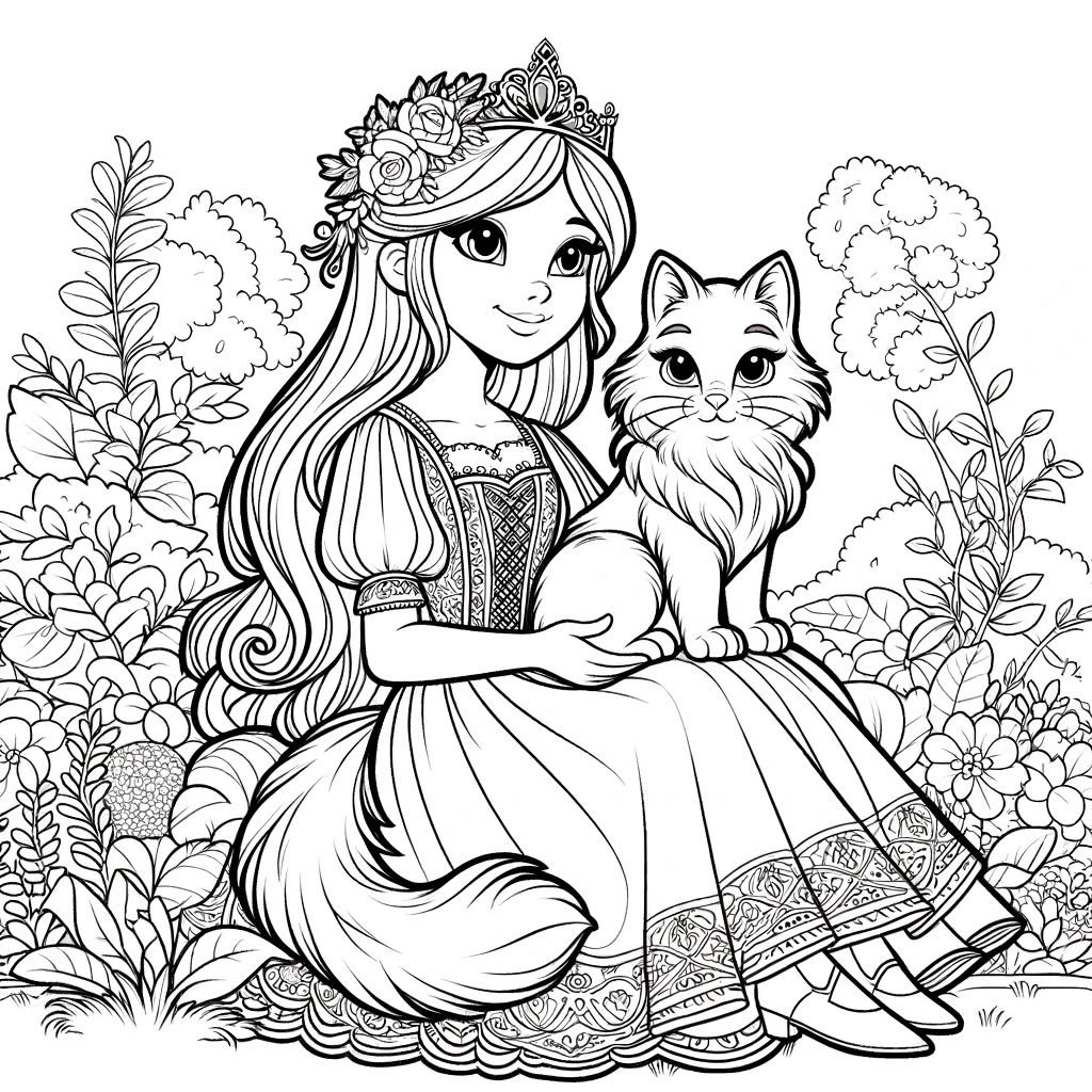 Magical Moments with Princess and Cat in the Garden