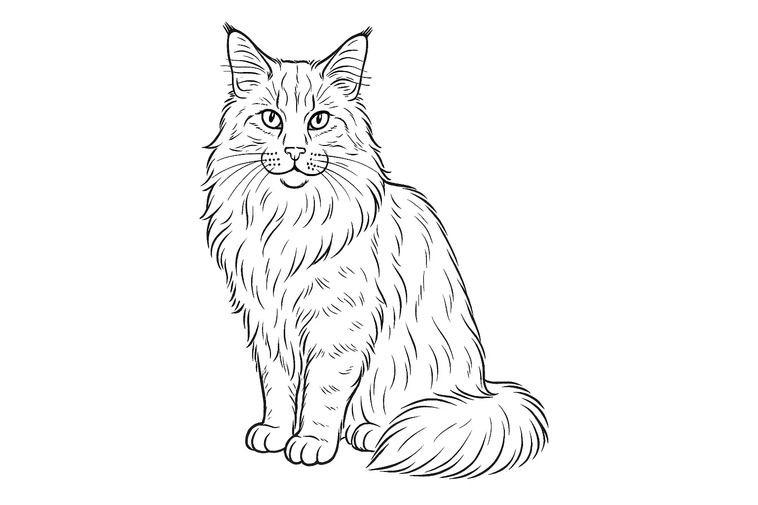 Maine Coon Cat Coloring Page – PDF Template for Kids