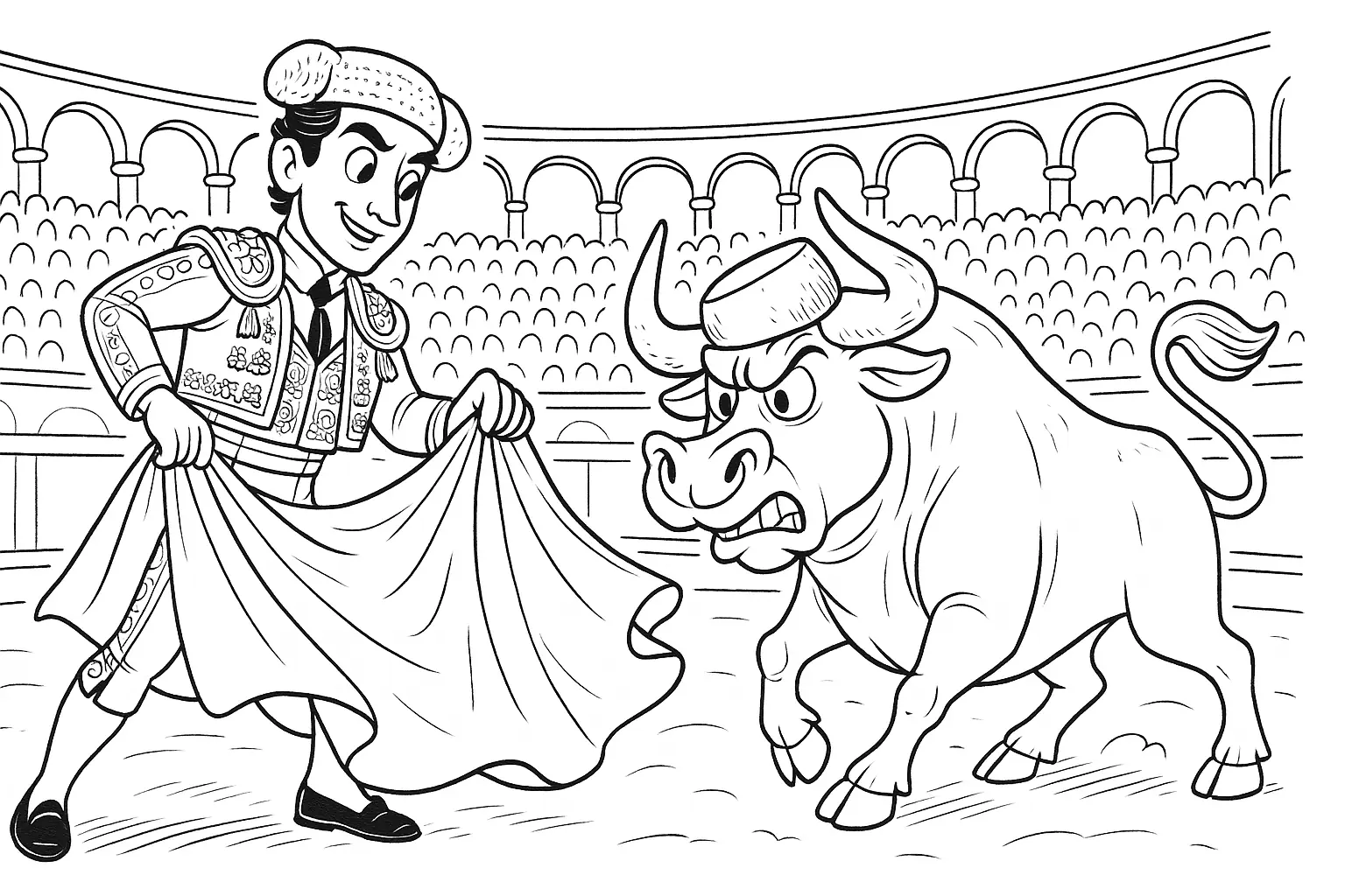 Matador & Bull – Coloring Page with Spanish Flair