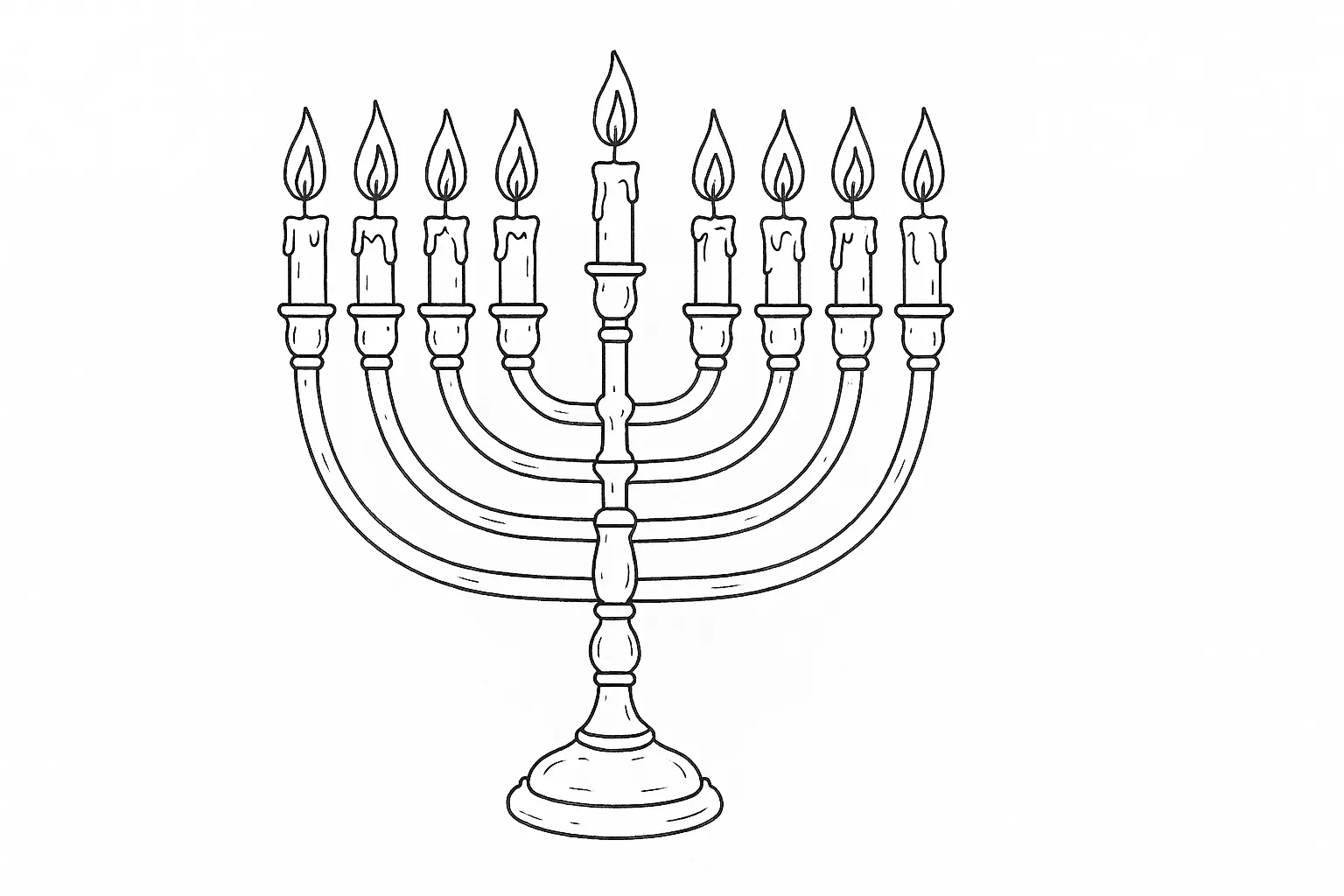 Menorah with Nine Candles – Free Coloring Page