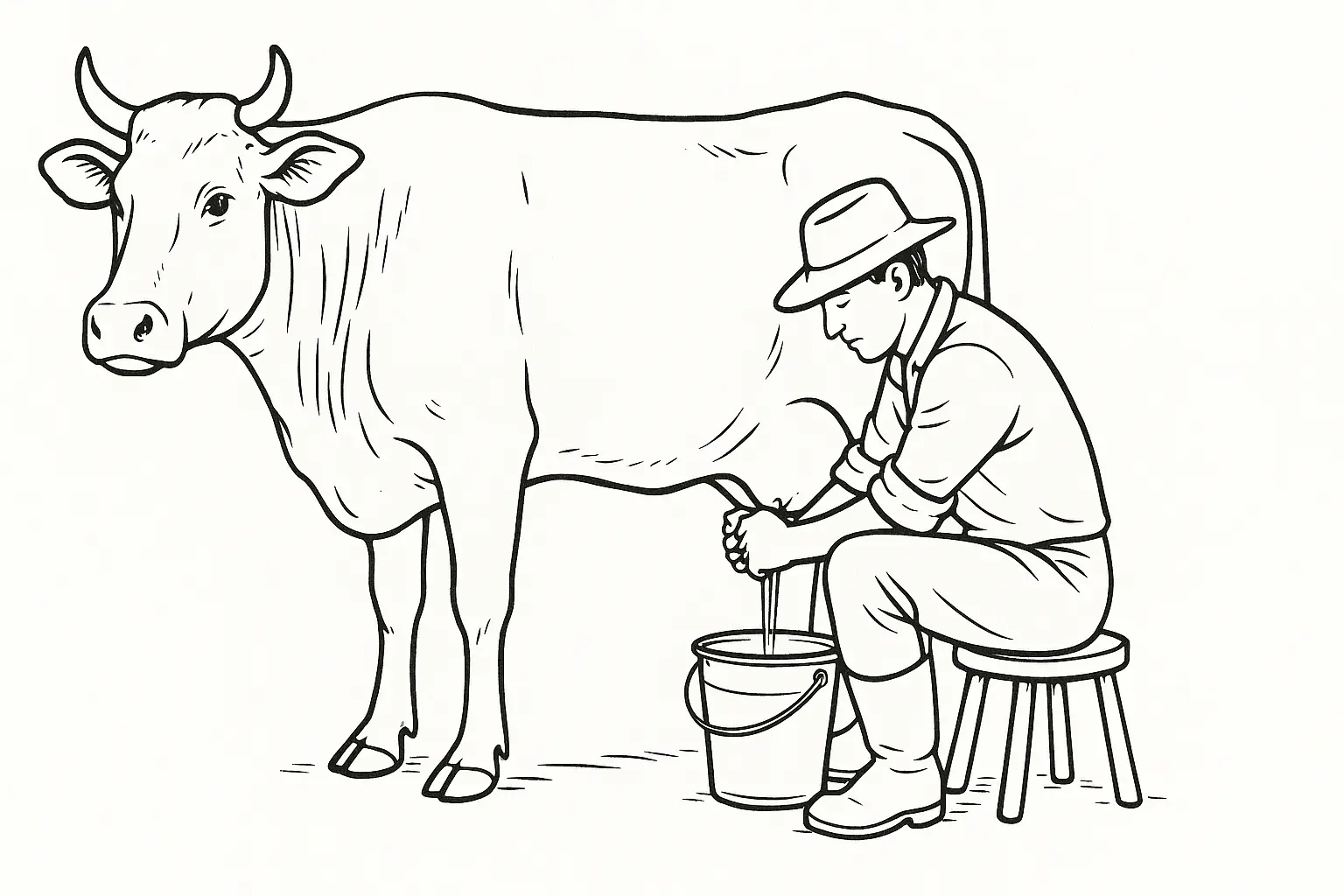 Milking Cow Coloring Page – Free Printable PDF