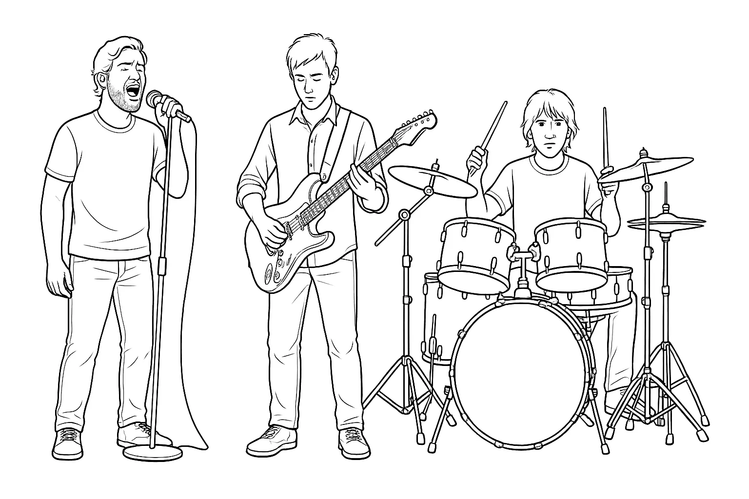 Music Band Coloring Page – Free Template for Kids