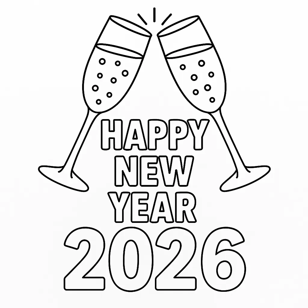 New Year 2026 with Champagne Glasses