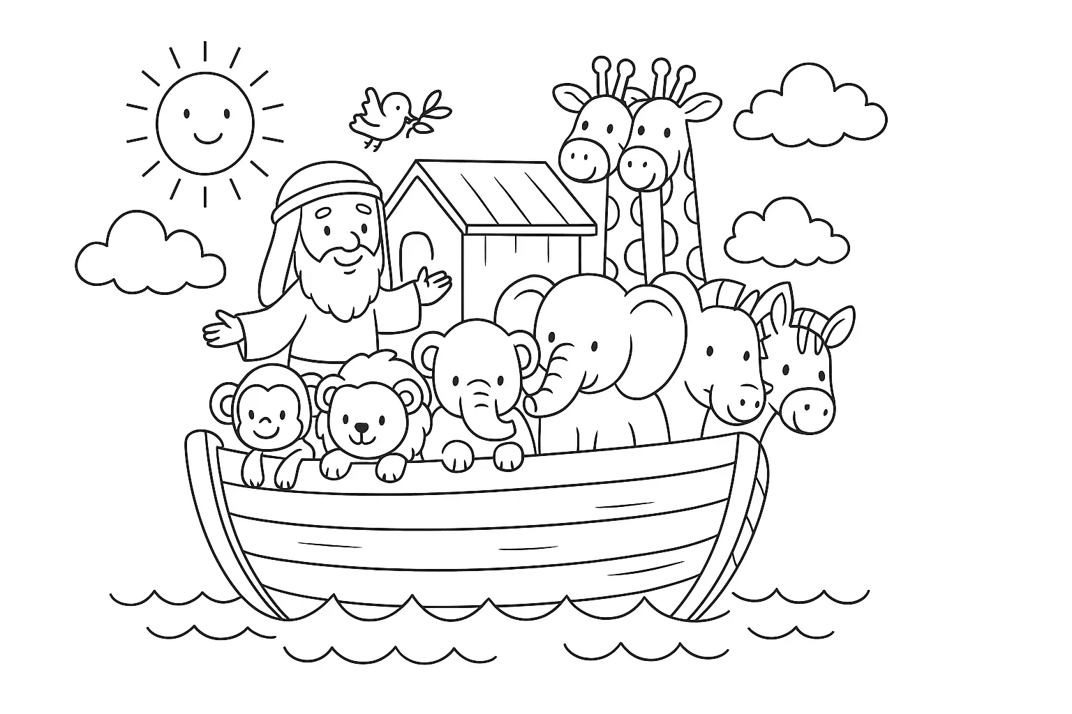 Noah’s Ark Coloring Page – Child-Friendly and Peaceful