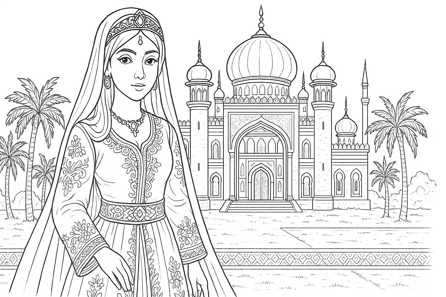 Oriental Princess by Palace – Coloring Page for Kids