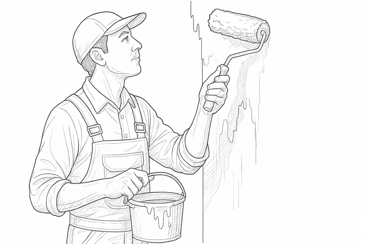 Painter Painting a Wall with Roller