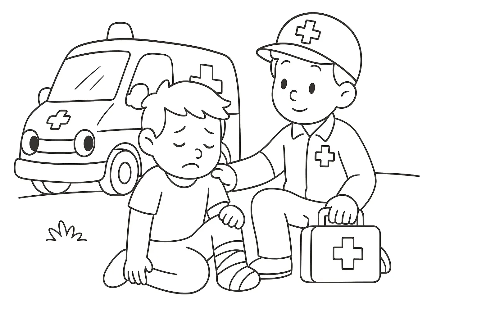 Paramedic Helping Injured Boy