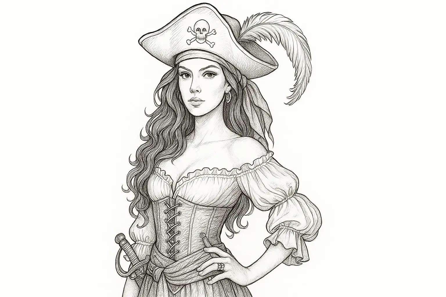 Pirate Woman Coloring Page – Free PDF Download