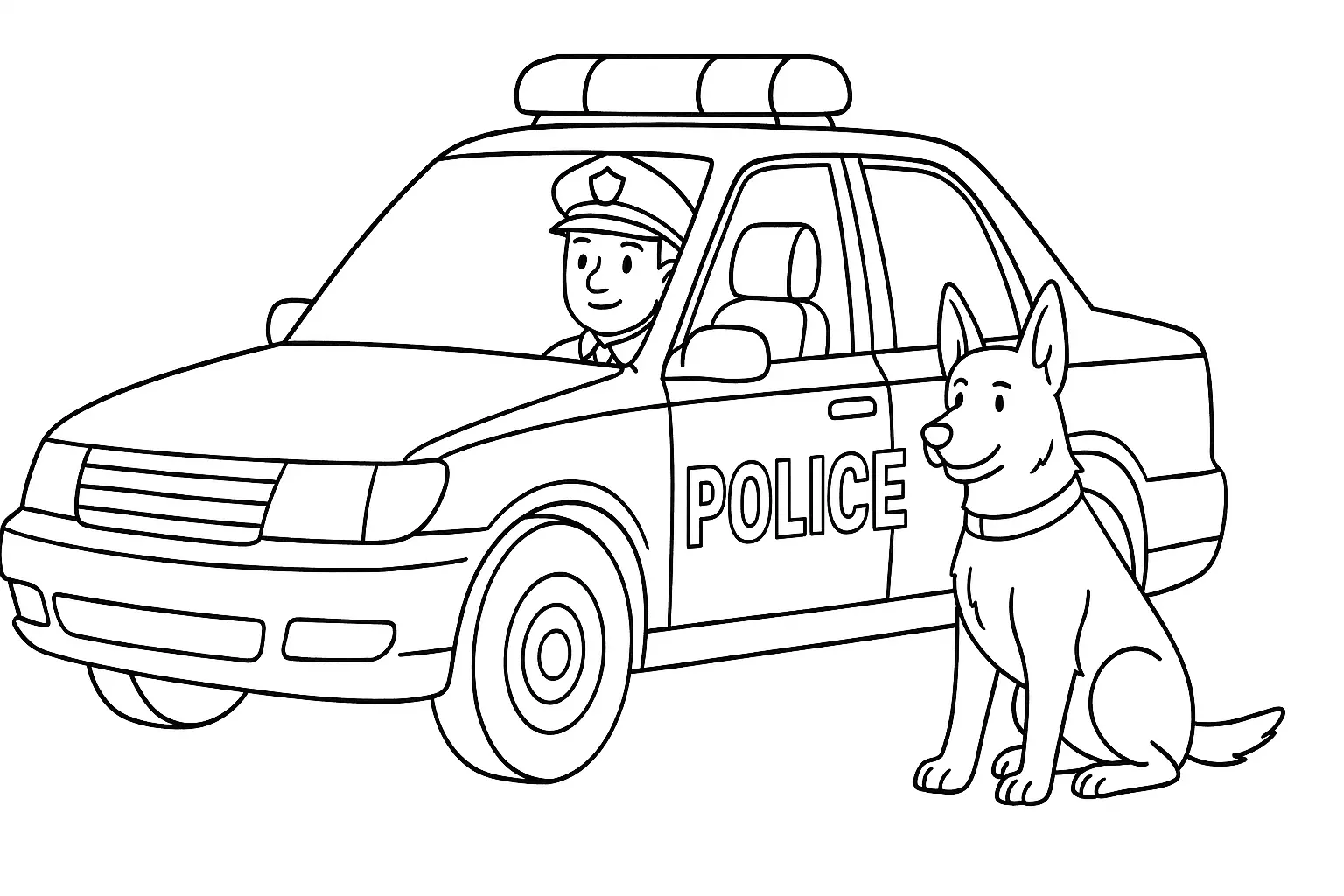 Police Car with Officer and Dog