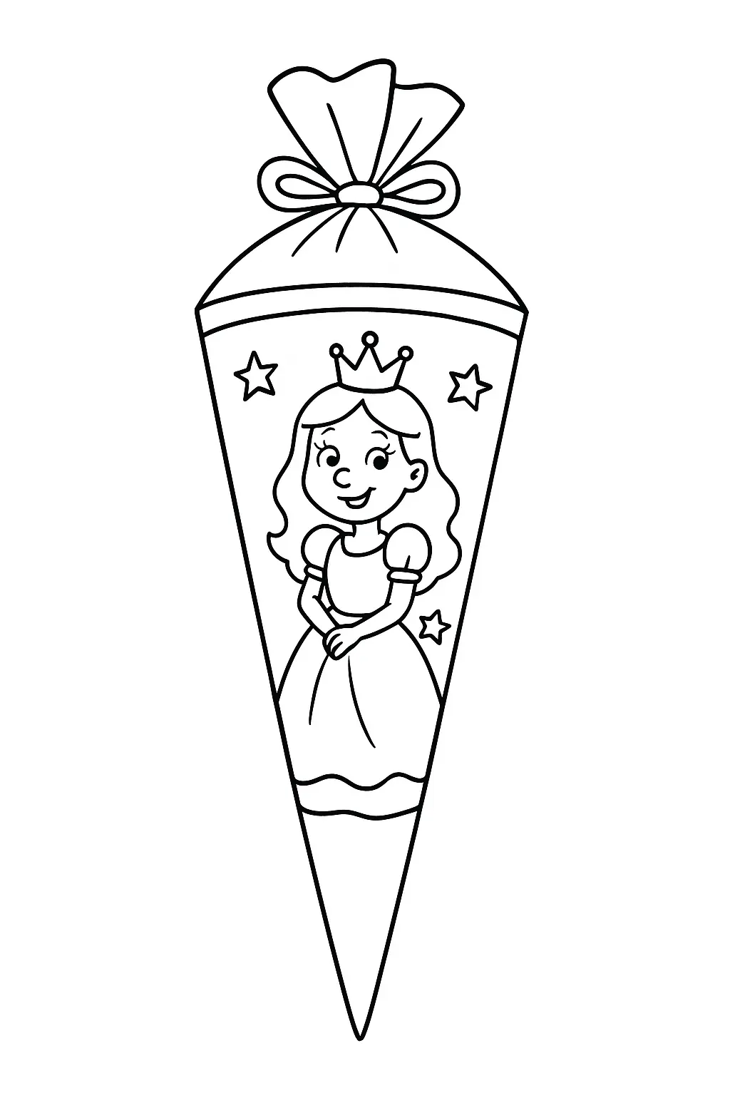Princess School Cone – Free Coloring Page